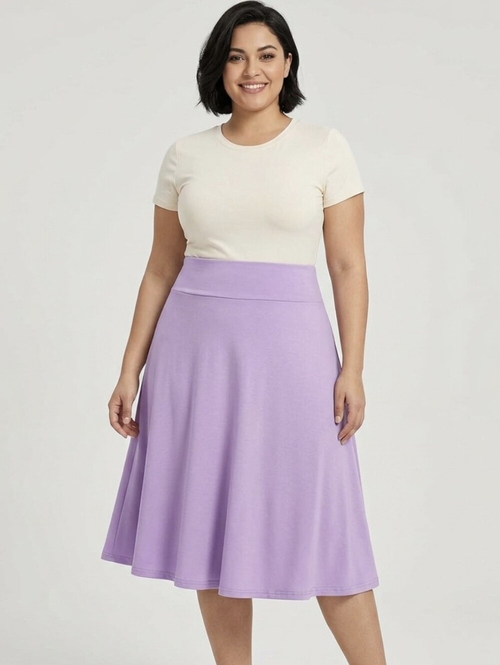 Lock & Love Flattering Lavender A-line Skirt with Wide Waistband Size XXXL